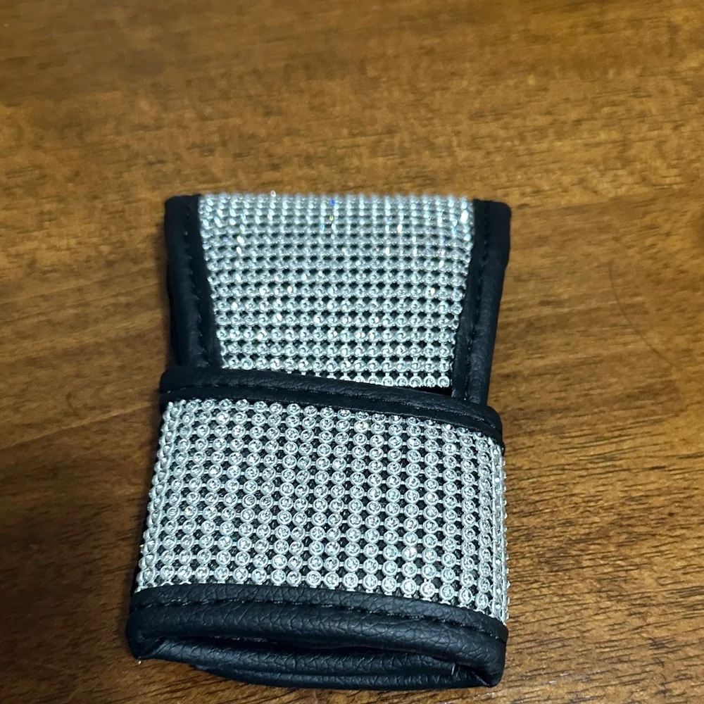 Rhinestone-Studded Black and Silver Gear Shift cover